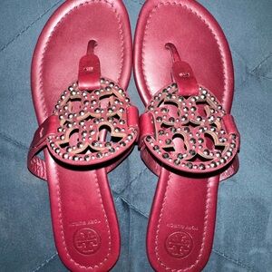 Tory Burch Imperial Jeweled Medallion Garnet Miller Sandals